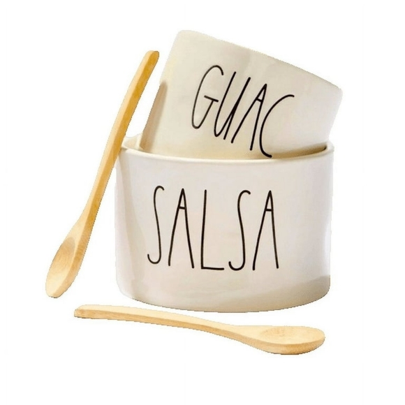 MAGENTA x RAE DUNN ARTISAN GUAC + SALSA SET WITH 2 BAMBOO SPOONS. Size OS. - Picture 11 of 14